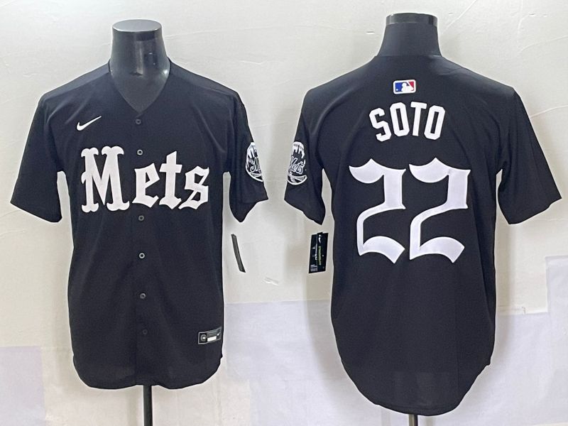 Men 2025 New York Mets #22 Soto Black Five generations Joint Name Nike MLB Jersey style 1